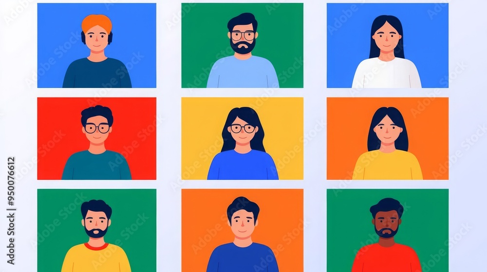 A colorful grid of diverse illustrated characters, showcasing different styles, expressions, and backgrounds for creative projects. A colorful grid of diverse illustrated characters, showcasing different styles, expressions, and backgrounds for creative projects.