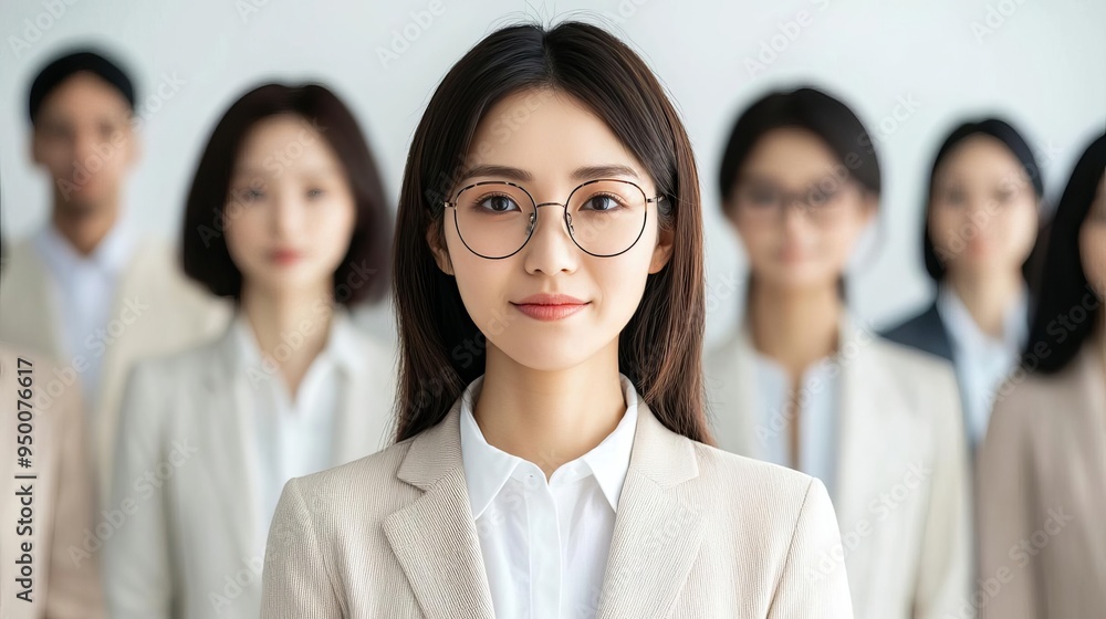A confident businesswoman stands in front of a diverse group, showcasing leadership and teamwork in a professional setting. A confident businesswoman stands in front of a diverse group, showcasing leadership and teamwork in a professional setting.
