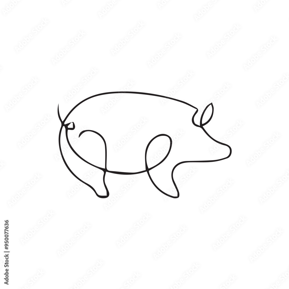 pig one line art, continuous line art, animal, illustrations pig one line art, continuous line art, animal, illustrations