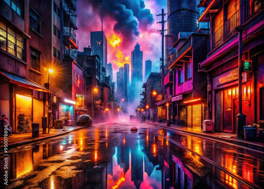 sweltering cityscape nightlife neon reflections steamy alleys sultry nightlife scenes vibrant colors dynamic composition energetic atmosphere intense heat waves sweltering cityscape nightlife neon reflections steamy alleys sultry nightlife scenes vibrant colors dynamic composition energetic atmosphere intense heat waves