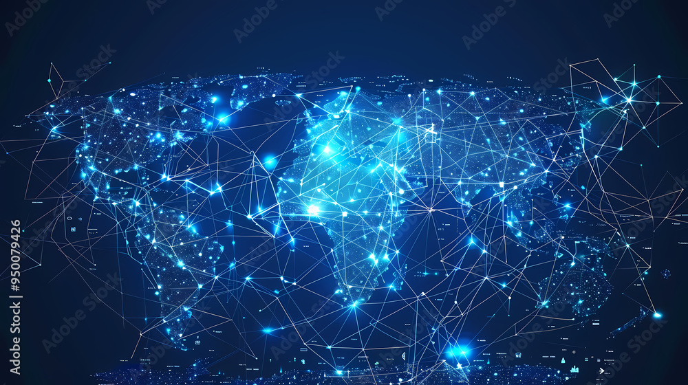 2d illustration world map abstract background.Global network connection. World map point and line composition concept of global business. 2d illustration world map abstract background.Global network connection. World map point and line composition concept of global business.