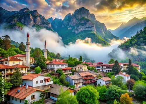 Misty mountain village rural authenticity Kemer Turkish culture photo