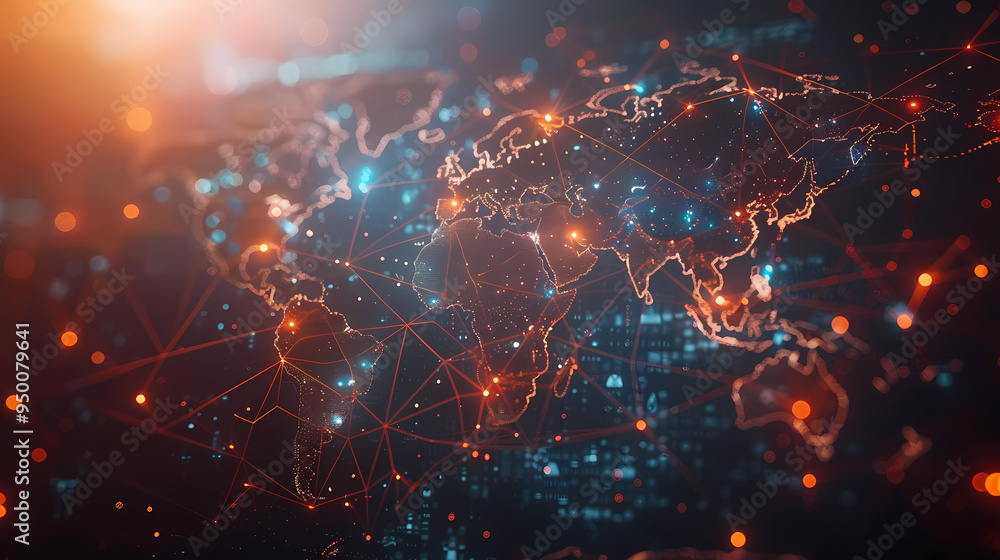 2d illustration world map abstract background.Global network connection. World map point and line composition concept of global business. 2d illustration world map abstract background.Global network connection. World map point and line composition concept of global business.