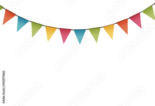 Colorful Pennant Banner Clipart | Isolated on Transparent