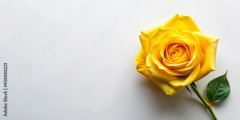 Fototapeta premium Top view of a single yellow rose button