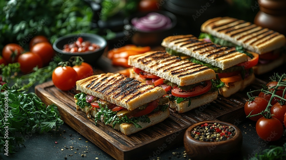 Grilled Sandwiches with Tomato, Cucumber, and Salad Grilled Sandwiches with Tomato, Cucumber, and Salad