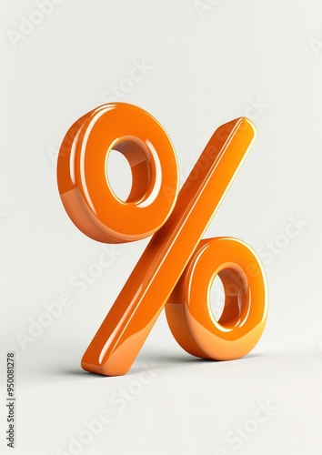 A bold orange percentage sign icon, isolated on a plain white background, highlighting its modern design and vibrant color.