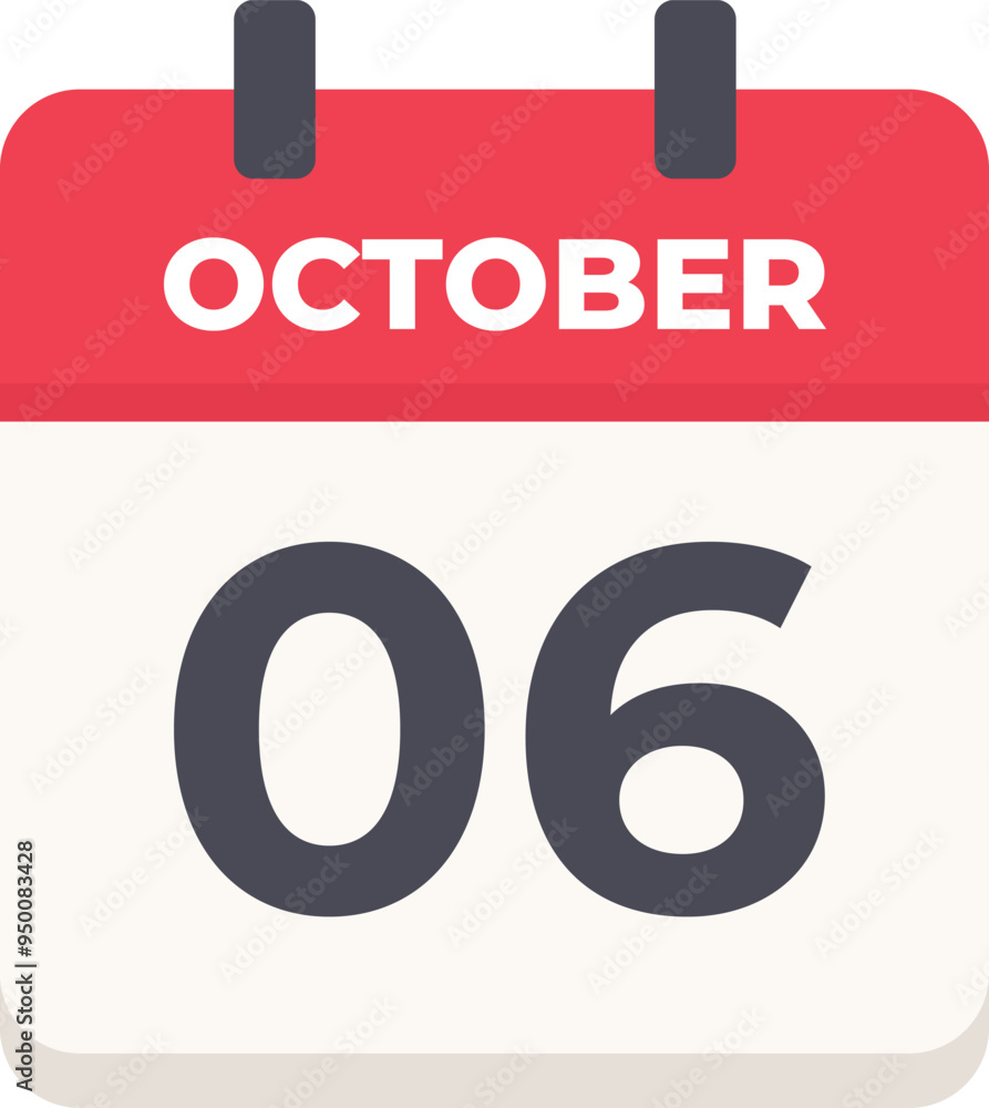 October 06 - Daily Calendar Icon in flat design style October 06 - Daily Calendar Icon in flat design style