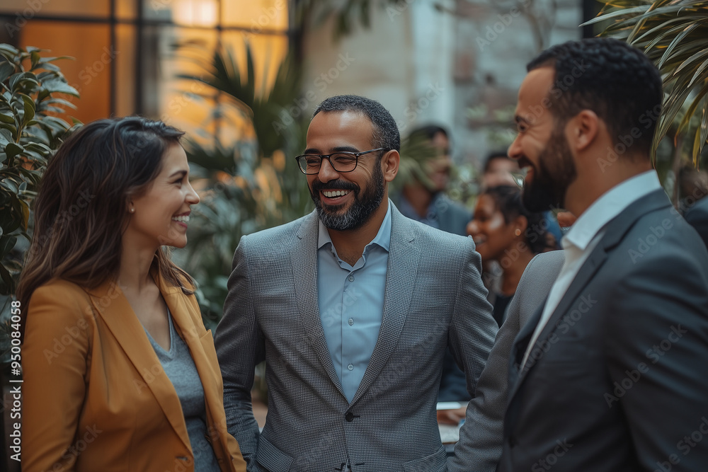 Portrait of group of businessman, Group of colleague smiling together, Selective focus chief executive officer talking and discussion with employee.