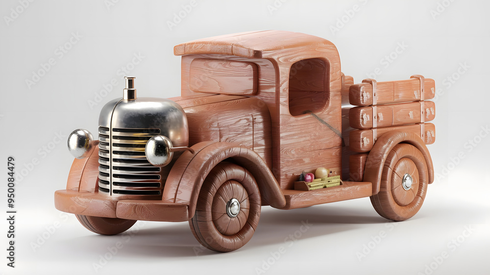 custom made wallpaper toronto digitalProfessionally crafted 3D wooden model of Water Pump Truck, with white background.