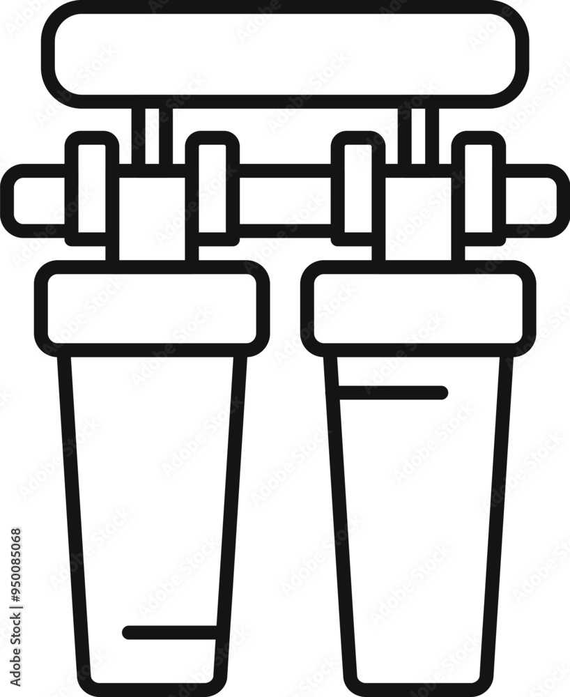 Fototapeta premium Simple line icon of a double water filter, representing a concept of clean and purified drinking water