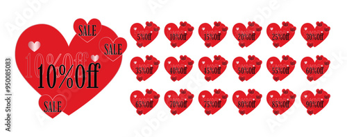 Set with discounts written in red heart.