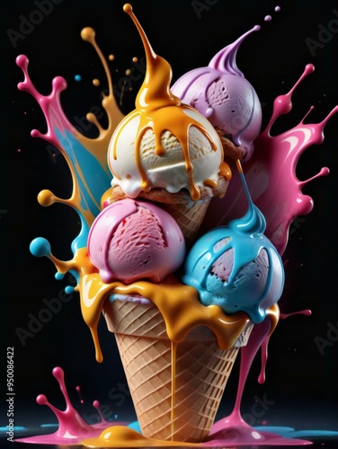 Ice Cream, Dessert, Sweet, Creamy, Cold, Frozen, Delicious, Summer, Treat, Vanilla, Chocolate, Strawberry, Sprinkles photo