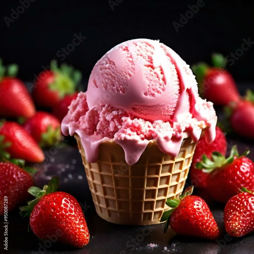 Ice Cream, Dessert, Sweet, Creamy, Cold, Frozen, Delicious, Summer, Treat, Vanilla, Chocolate, Strawberry, Sprinkles, photo