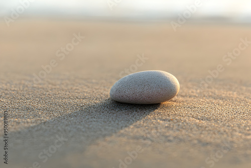 A lone pebble on a flat, sandy seabed.