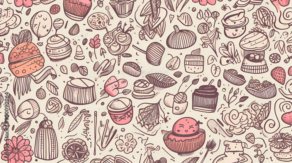 Sweets and fruits as background in 2D illustration. Sweets and fruits as background in 2D illustration.