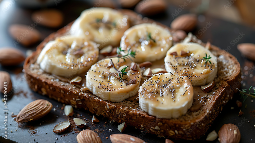 Almond butter spread on whole grain bread
Almond butter spread on whole grain bread