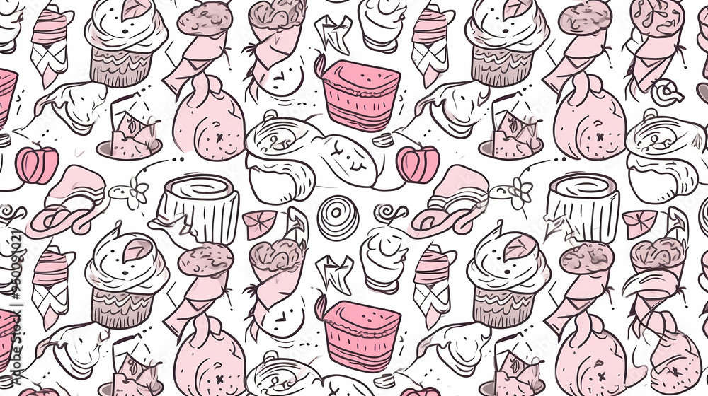 2d illustration An image of sweets and fruits as a background 2d illustration An image of sweets and fruits as a background