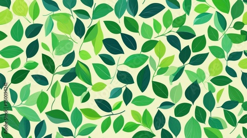 Wallpaper Mural A green leafy pattern with a white background. The leaves are all different sizes and shapes. The pattern is very intricate and detailed Torontodigital.ca