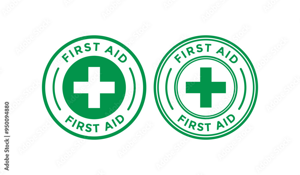 Obraz premium First aid emergency kit badge logo template. Suitable for information