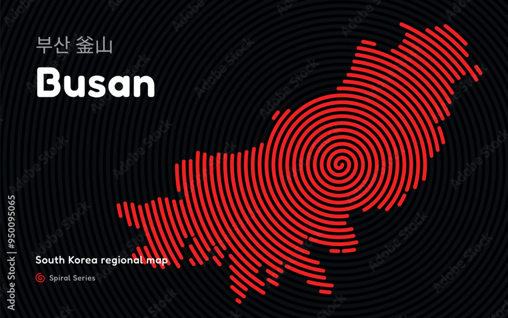 Creative Map of Busan in a Circle Spiral Pattern. South Korea regional map Creative Map of Busan in a Circle Spiral Pattern. South Korea regional map