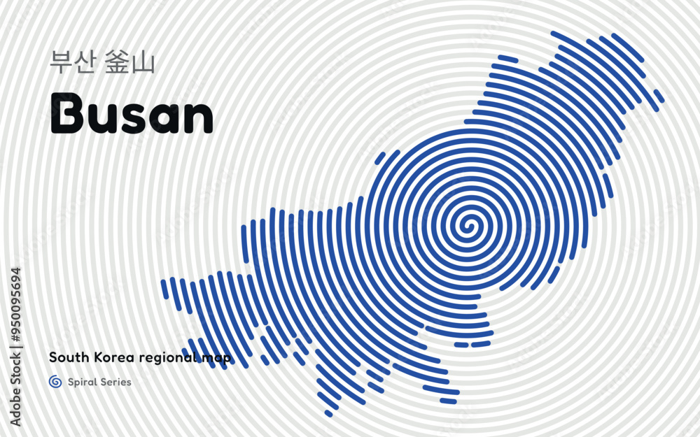 Creative Map of Busan in a Circle Spiral Pattern. South Korea regional map Creative Map of Busan in a Circle Spiral Pattern. South Korea regional map