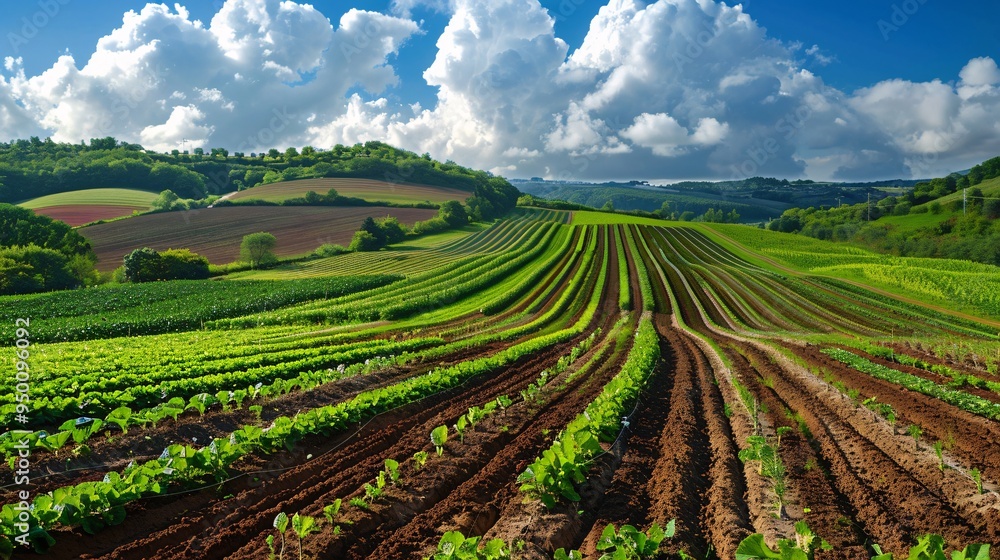 Aerial view of green agricultural fields. Drone photography. Aerial view of green agricultural fields. Drone photography.