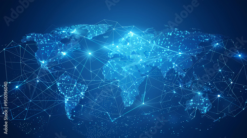 2d illustration world map abstract background.Global network connection. World map point and line composition concept of global business.