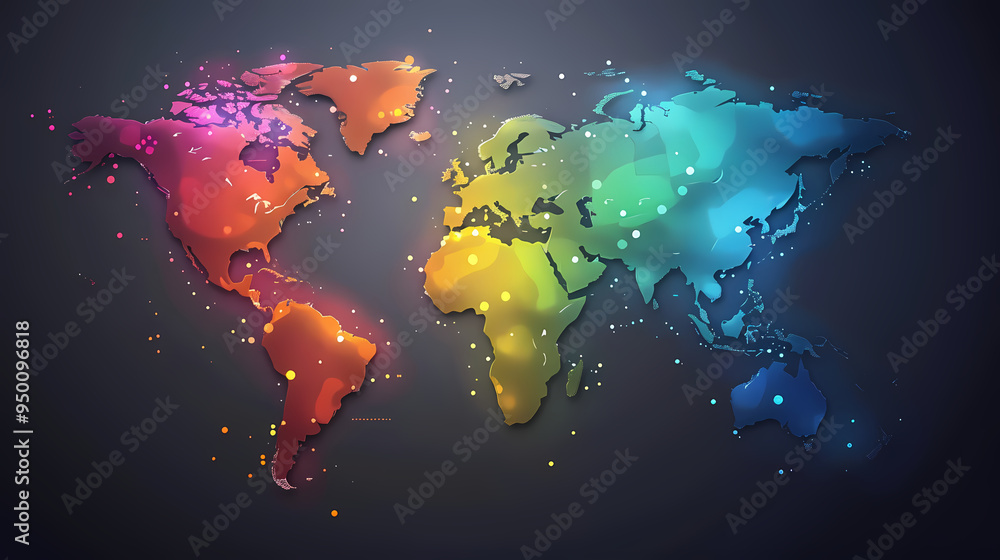 Fototapeta premium 2d illustration world map abstract background.Global network connection. World map point and line composition concept of global business.