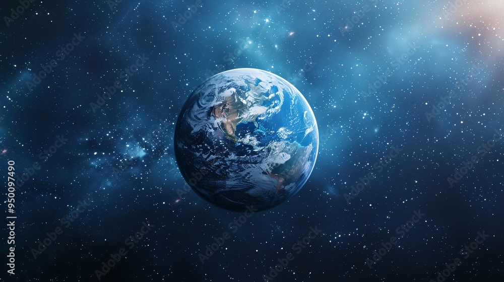 Earth view from space showing the beauty of space exploration. 3D rendering. Earth view from space showing the beauty of space exploration. 3D rendering.