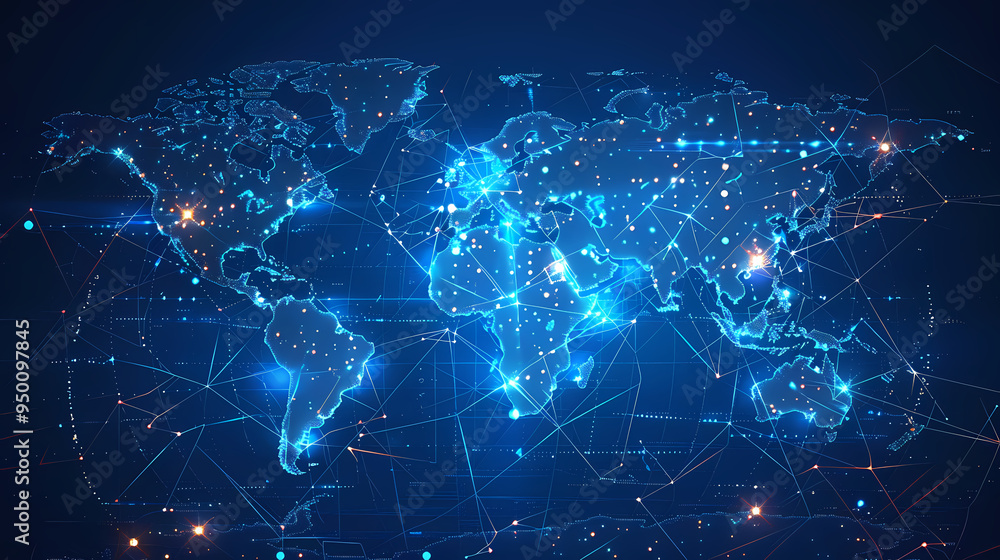 2d illustration world map abstract background.Global network connection. World map point and line composition concept of global business. 2d illustration world map abstract background.Global network connection. World map point and line composition concept of global business.