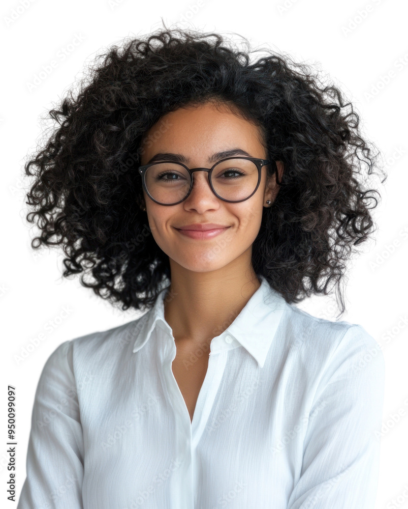PNG Confident woman with curly hair PNG Confident woman with curly hair