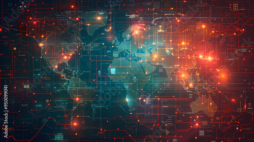 2d illustration world map abstract background.Global network connection. World map point and line composition concept of global business.