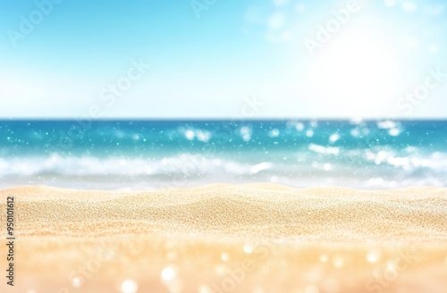An abstract background with bokeh light waves on a tropical beach.