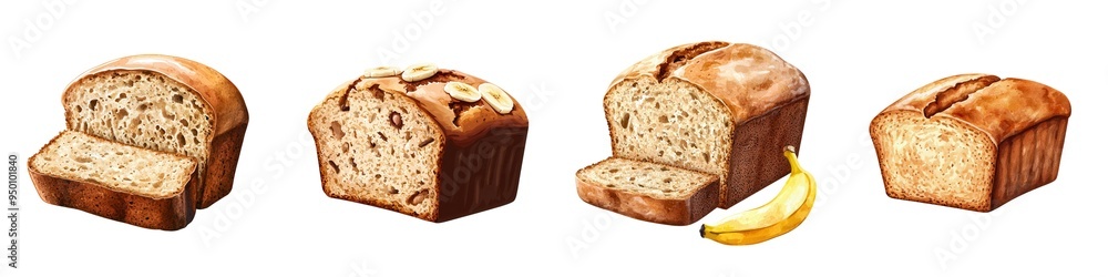 Collection of various loaves of bread, showcasing unique textures and ingredients. Perfect for bakery or food presentation. Collection of various loaves of bread, showcasing unique textures and ingredients. Perfect for bakery or food presentation.