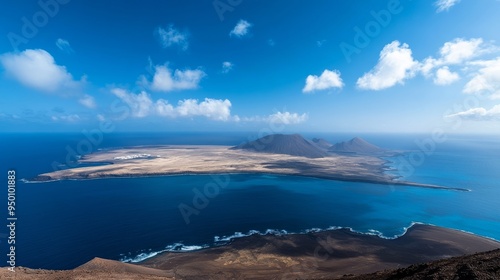 View of La Graciosa and others from Mirador del Rio, Lanzarote.