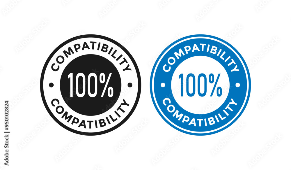 100% compatibility badge logo. This is suitable for product label, manufacturing and information label. 100% compatibility badge logo. This is suitable for product label, manufacturing and information label.