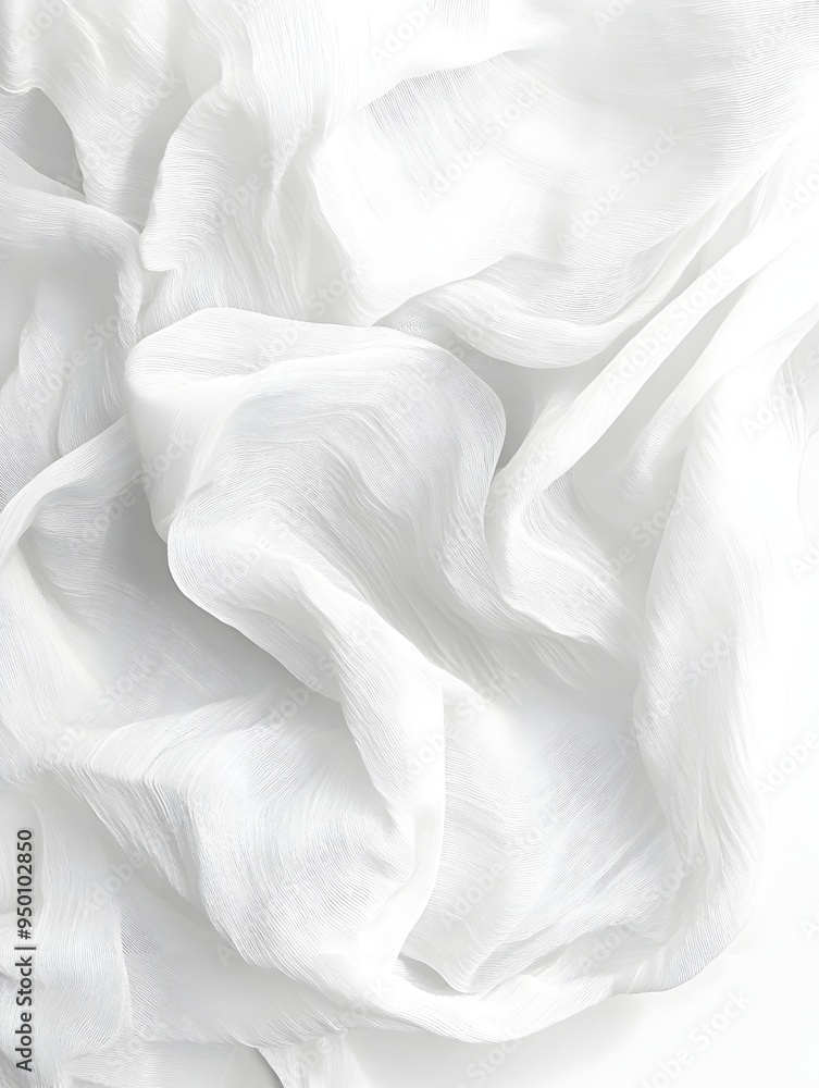 Obraz premium Delicate White Cotton Fabric with Flowing Pleats and Minimal Lighting