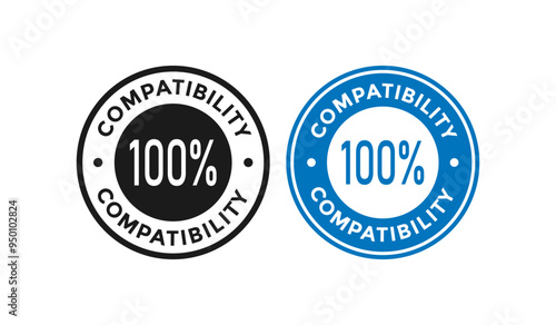 100% compatibility badge logo. This is suitable for product label, manufacturing and information label.