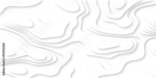 Abstract luxury white modern 3d papercut, topography map circle and wave line smooth multilayer pattern. vector white art papercut design Topographic geometric map relief texture with curved layers.