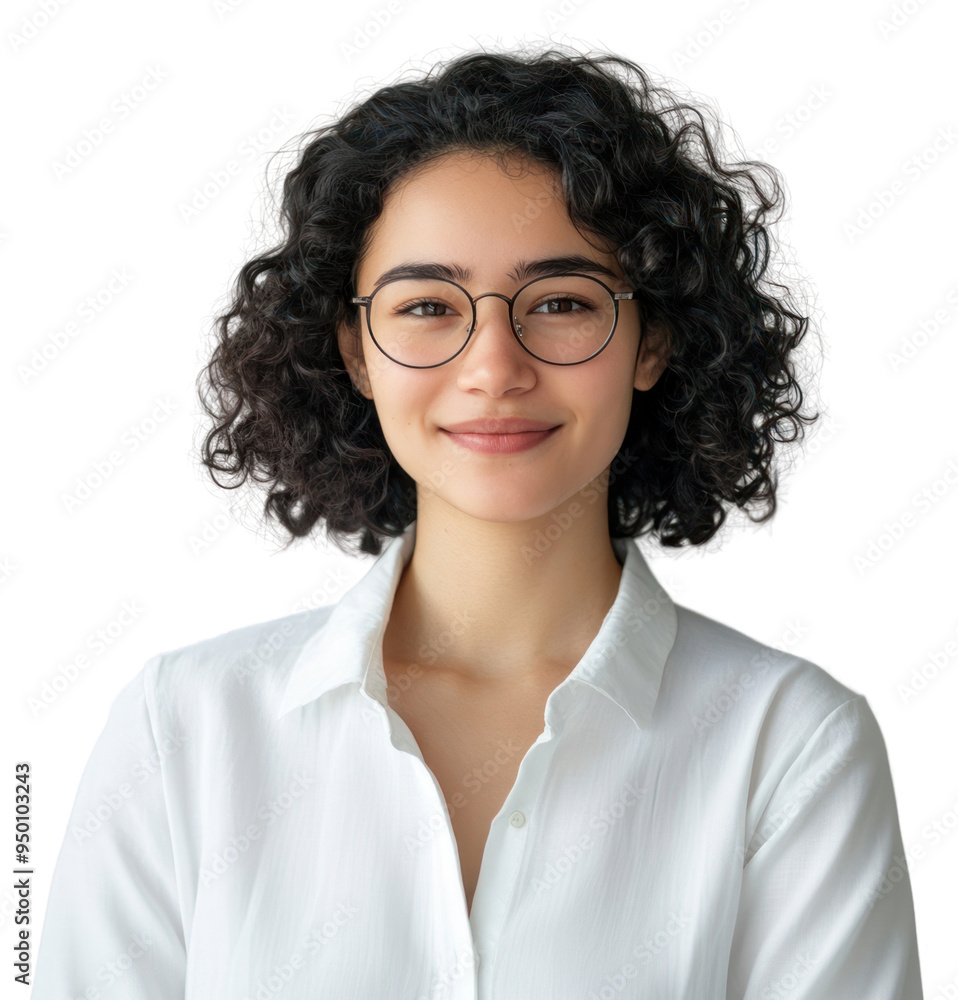 Obraz premium PNG Confident woman with curly hair