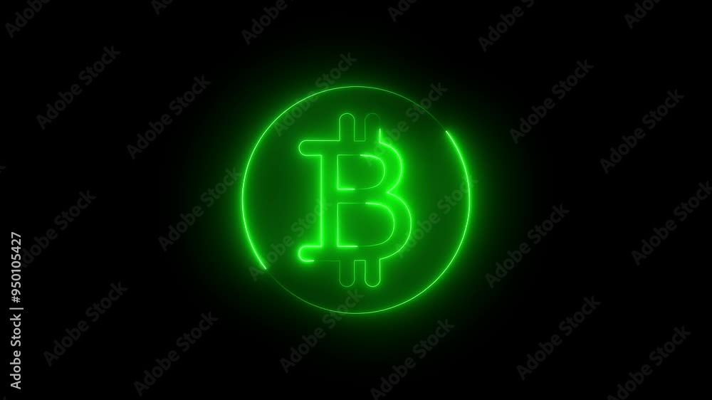 Bitcoin yellow neon tunnel loop motion graphics animation on black Bitcoin yellow neon tunnel loop motion graphics animation on black