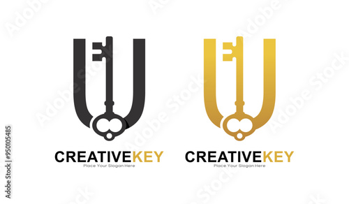 Key letter U logo vector template. This is suitable for business, poster, initial, safety and security Letter Design Vector photo