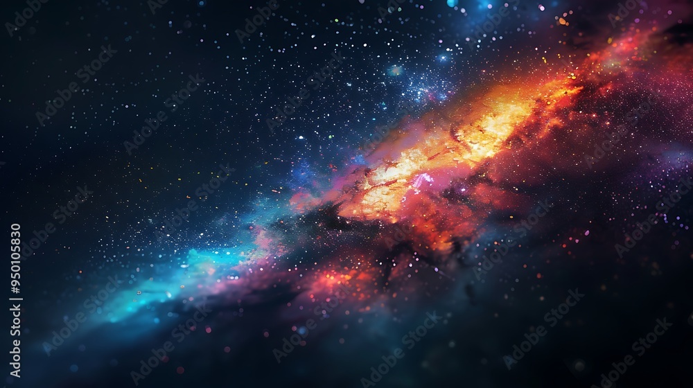 A Vivid Cosmic Nebula with Multicolored Gaseous Swirls and Scattered Stars A Vivid Cosmic Nebula with Multicolored Gaseous Swirls and Scattered Stars