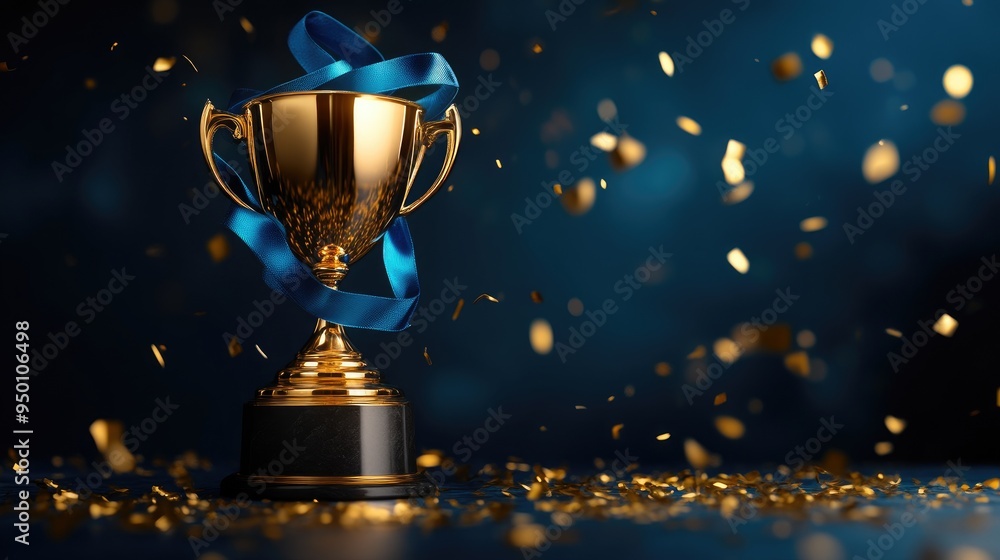 Elegant Gold Trophy Shining Against Dark Gradient Elegant Gold Trophy Shining Against Dark Gradient