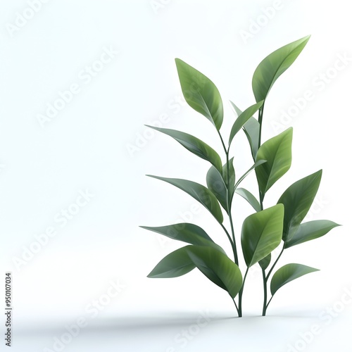 Earthy Greens and Flourishing Botanical Foliage on Pristine White Background