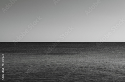 Tranquil Minimalist Black and White Seascape Antalya Konyaalti Beach