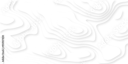 Abstract luxury white modern 3d papercut, topography map circle and wave line smooth multilayer pattern. vector white art papercut design Topographic geometric map relief texture with curved layers.