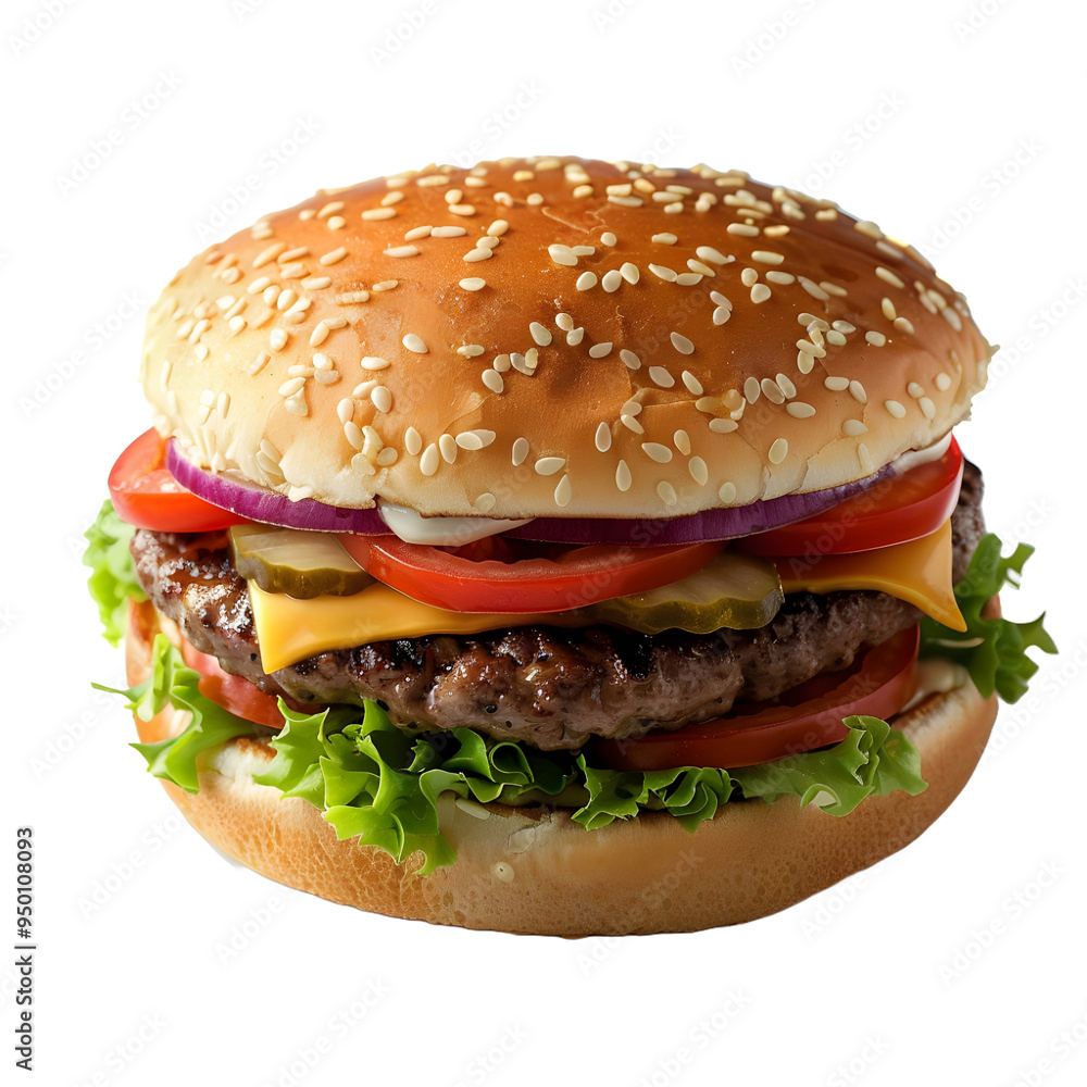 Juicy Cheeseburger with Sesame Seed Bun Juicy Cheeseburger with Sesame Seed Bun