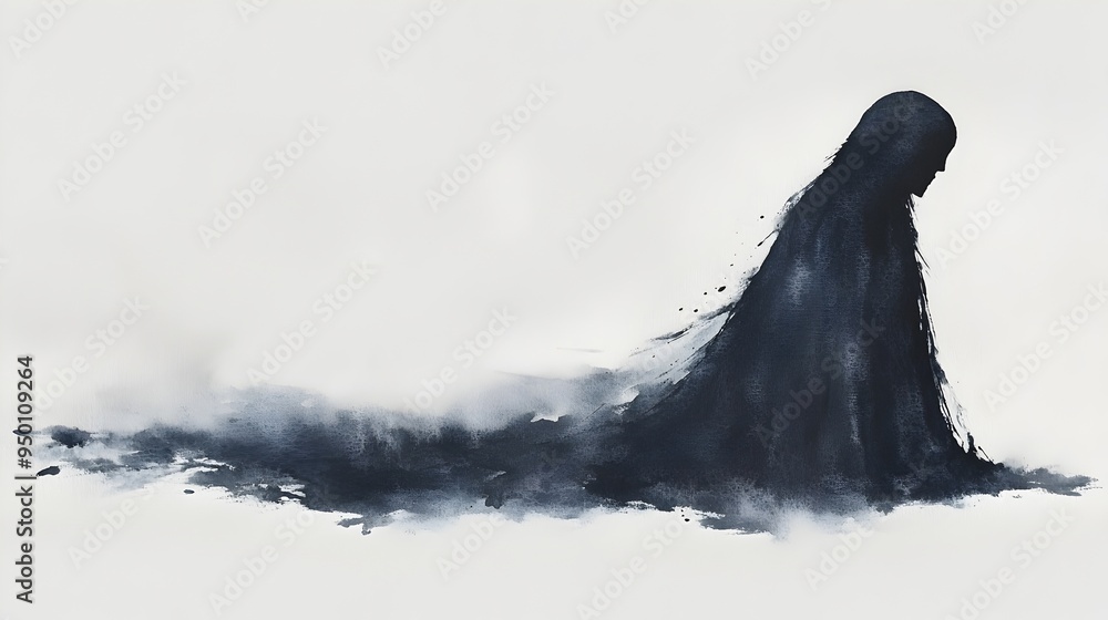 Ethereal Spirit Lingering in the Shadows on Charcoal Gray Background Ethereal Spirit Lingering in the Shadows on Charcoal Gray Background